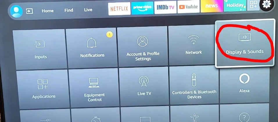 Select display and sound settings