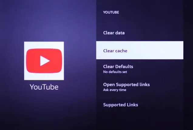 Clear Youtube app cache on your Insignia TV