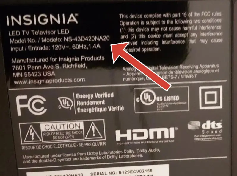 Insignia TV Model Numbers & Specifications