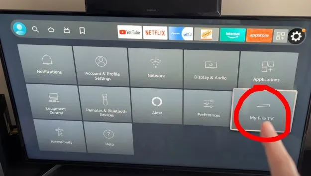 My fire TV option select