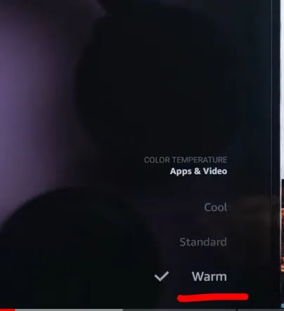 select warm color temperature option